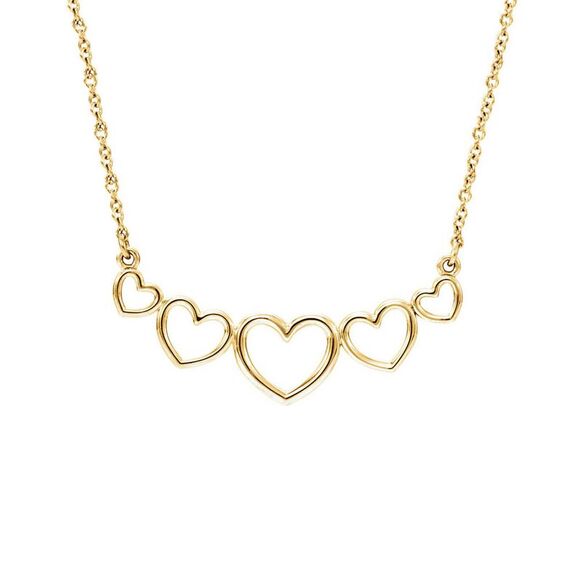 Graduated Heart Necklace in 14k Yellow Gold, 17.25 Inch - Picture 1 of 4